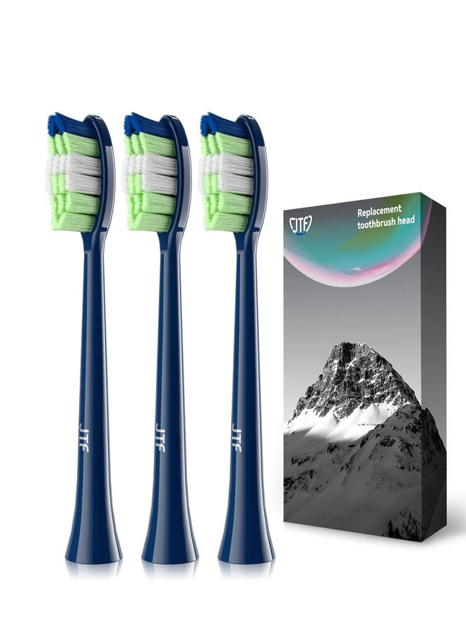 JTF Sonic Smart Toothbrush Genuine Standard Brush Heads, 3 Pack, Navy Blue, P200 - Image 1