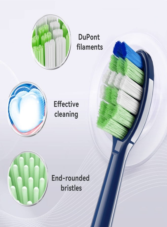 JTF Sonic Smart Toothbrush Genuine Standard Brush Heads, 3 Pack, Navy Blue, P200 - Image 5