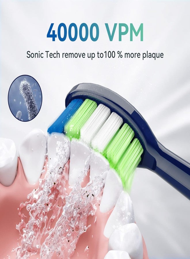 JTF Sonic Smart Toothbrush Genuine Standard Brush Heads, 3 Pack, Navy Blue, P200 - Image 3