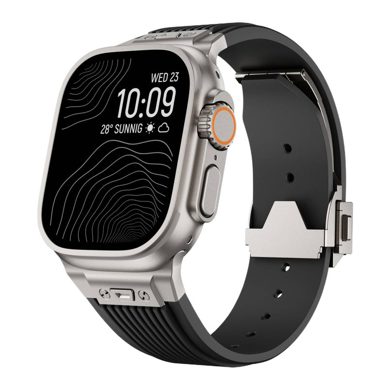 سوار ساعة ذكية سوار رياضي من السيليكون متوافق مع Apple Watch 42/44/45/49mm بملاءمة قابلة للتعديل وحزام بديل باللون Starlight قابل للتعديل - Image 2