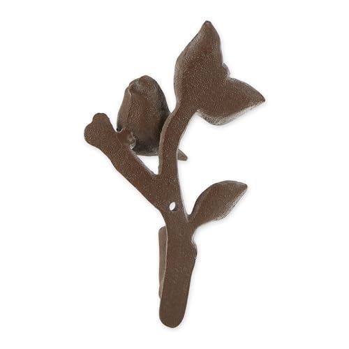 Zingz & Thingz Secret Garden Cast Iron Collection Decorative Birds Wall Hook Set, 4x1.5x6.5'', Bird with Leaves, 2 Count - Image 2