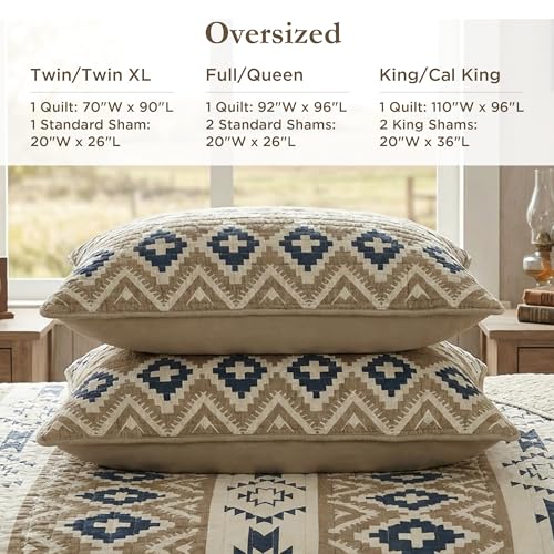 Woolrich John Rich & Bros. Woolrich Reversible Quilt Cabin Lifestyle Design - All Season, Breathable Coverlet Bedspread Bedding Set, Matching Shams, Oversized Full/Queen, Montana Tribal Tan 3 Piece - Image 5