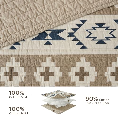 Woolrich John Rich & Bros. Woolrich Reversible Quilt Cabin Lifestyle Design - All Season, Breathable Coverlet Bedspread Bedding Set, Matching Shams, Oversized Full/Queen, Montana Tribal Tan 3 Piece - Image 3