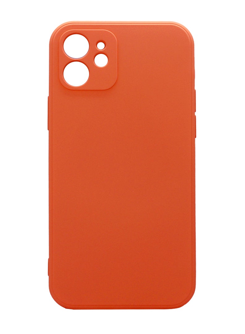 Theodor Protective Ultra Slim Fit Case Liquid Silicone Gel Cover with Full Body Protection Anti-Scratch Shockproof Case For iPhone 12 LIQUID SILICON ORANGE - Image 1