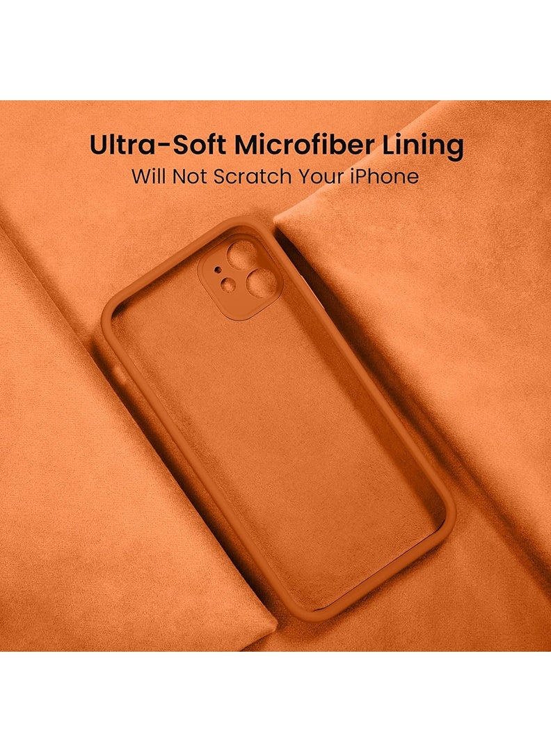 Theodor Protective Ultra Slim Fit Case Liquid Silicone Gel Cover with Full Body Protection Anti-Scratch Shockproof Case For iPhone 12 LIQUID SILICON ORANGE - Image 5