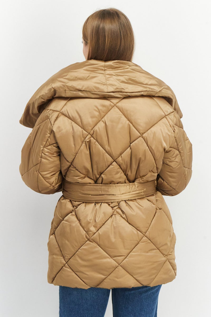 Asos Design Women Solid Puffer Blazer Jacket, Brown - Image 3