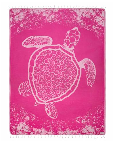 Sand Cloud Turkish Beach Towel Sand Resistant 100 Organic Turkish Cotton Yarn Quick Dry Towel for Beach Picnic Blanket or Bath As Seen on Shark Tank Marine Life Crush Turtle Fucshia - Image 1