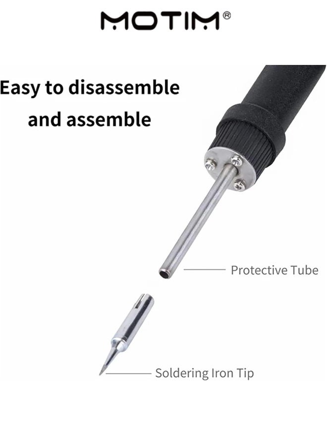 موتيم 60W محطة لحام كيت قابل للتعديل درجة حرارة لحام لحام الحديد مع أدوات لحام اللحام حقيبة القصدير سلك أنبوب لحام مصاصة ملاقط - Image 3