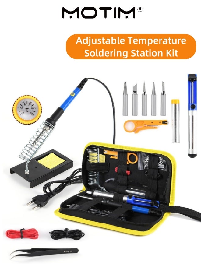 موتيم 60W محطة لحام كيت قابل للتعديل درجة حرارة لحام لحام الحديد مع أدوات لحام اللحام حقيبة القصدير سلك أنبوب لحام مصاصة ملاقط - Image 1