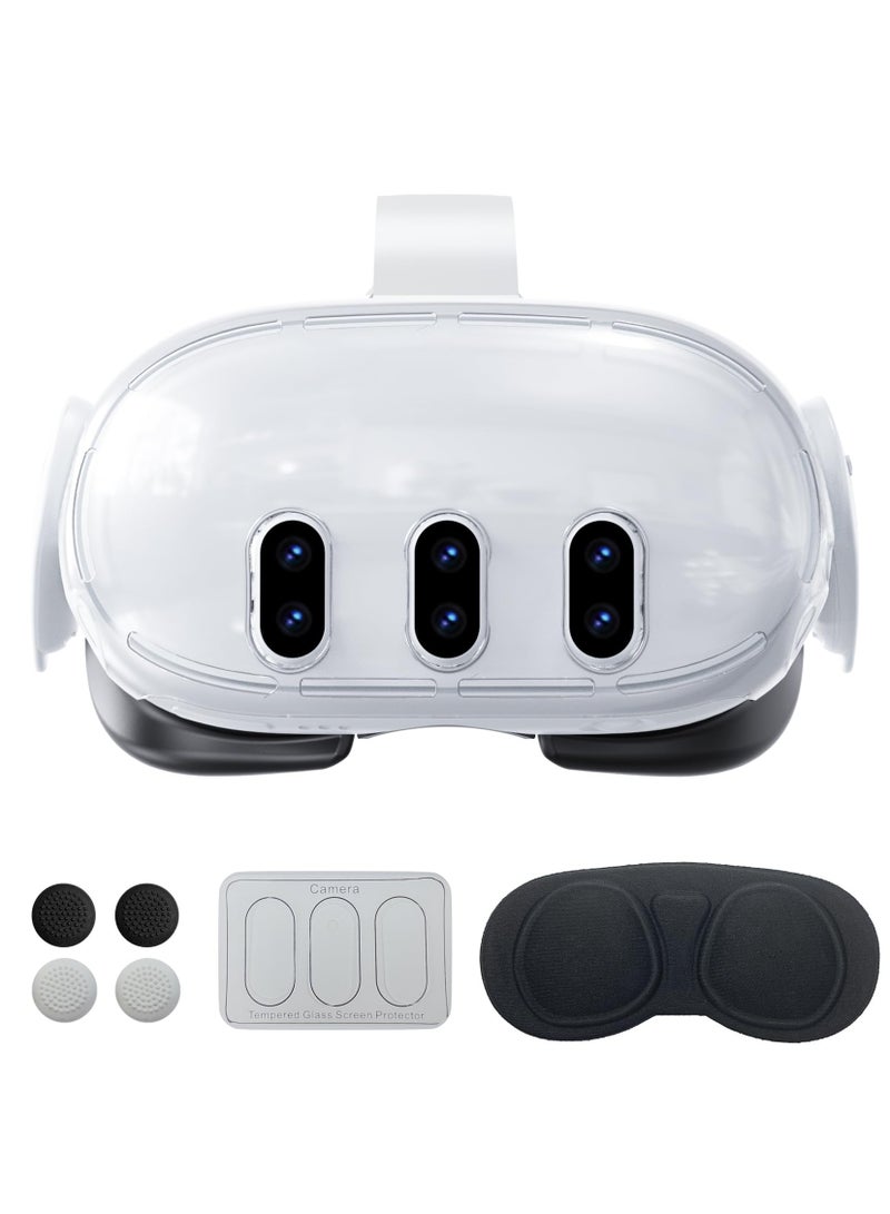 AOLION For Meta Quest 3 Accessories, Protective Shell Cover Compatible with Oculus Quest 3, VR Accessories Included Transparent Shell Cover, Lens Tempered Film, Lens Cover, Joystick Caps - Image 1
