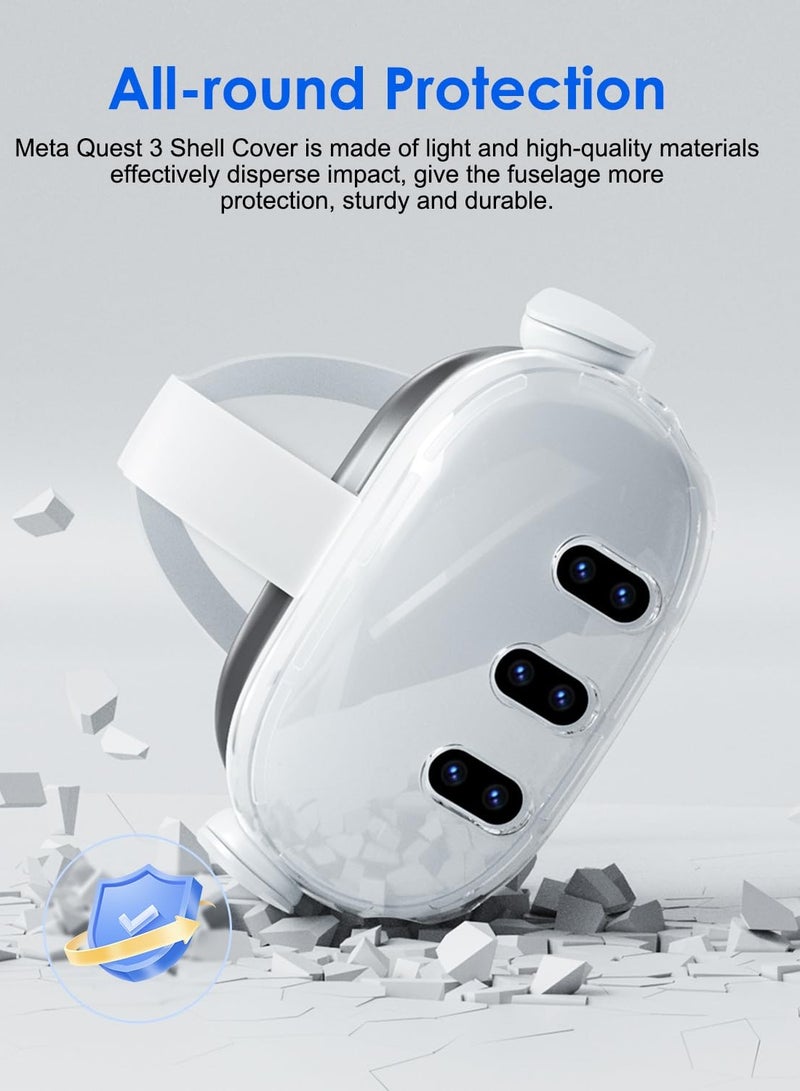 AOLION For Meta Quest 3 Accessories, Protective Shell Cover Compatible with Oculus Quest 3, VR Accessories Included Transparent Shell Cover, Lens Tempered Film, Lens Cover, Joystick Caps - Image 4