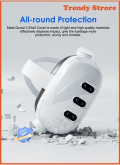 AOLION For Meta Quest 3 Accessories, Protective Shell Cover Compatible with Oculus Quest 3, VR Accessories Included Transparent Shell Cover, Lens Tempered Film, Lens Cover, Joystick Caps  - Image 4