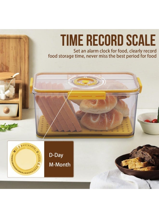 Yellow Airtight Bread Storage Box with Time Recording Lid, Food Grade Kitchen Counter Bread Container, Large Capacity Keeper for Bread Toast Cookies Fruits Vegetables - Image 5