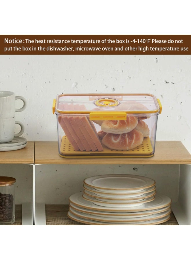 Yellow Airtight Bread Storage Box with Time Recording Lid, Food Grade Kitchen Counter Bread Container, Large Capacity Keeper for Bread Toast Cookies Fruits Vegetables - Image 2