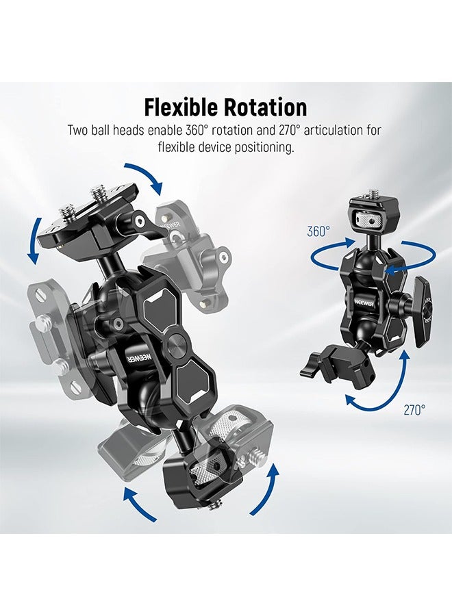 NEEWER Flexible Articulating Magic Arm with Dual Ball Heads, Quick Release NATO Clamp  48mm NATO Rail and 1/4 Screw with Retractable Pin, Camera Monitor Mount Compatible with SmallRig Cage, UA011 - Image 2