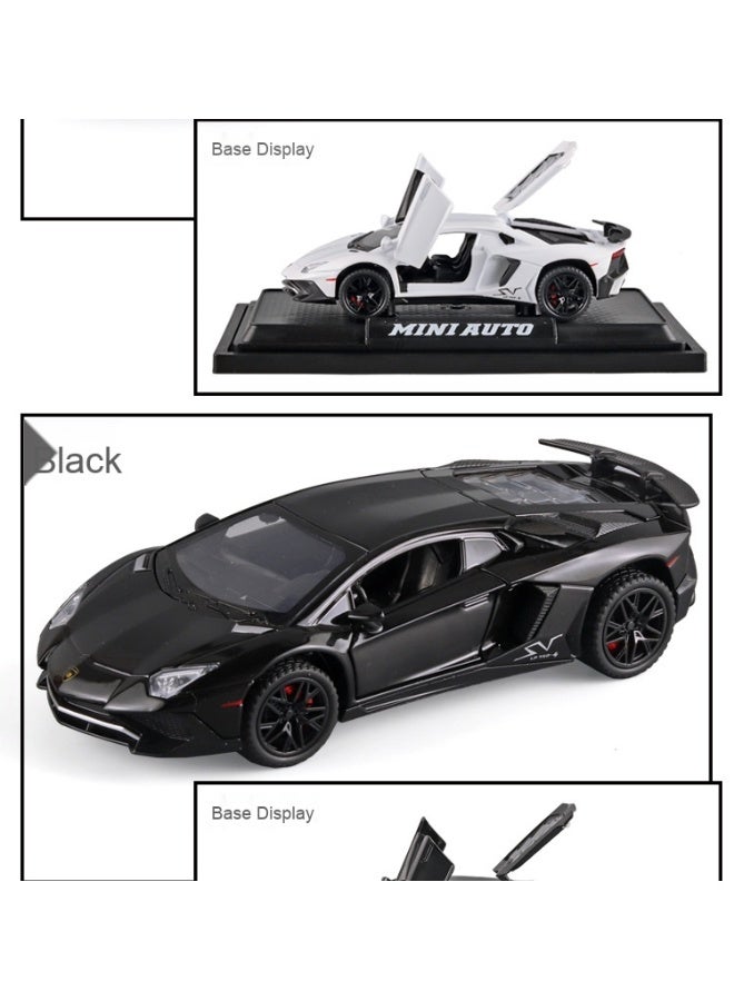 NIBEMINENT Alloy Collectible Black Lambo Toy Car Model Pull Back Die-Cast Vehicle with Lights and Sound - Image 4