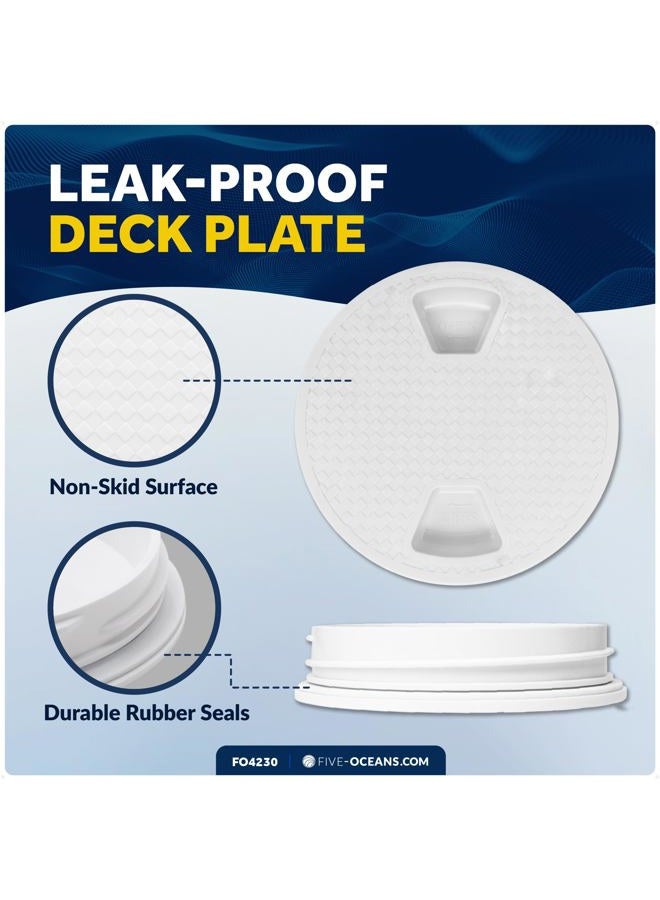 Five Oceans 4" Boat Hatch, Marine Access Hatch, Round Inspection Deck Plate Hatch with Detachable Cover, Non-Skid, UV Resistant ABS White Plastic, Premium Series- FO4230 - Image 5