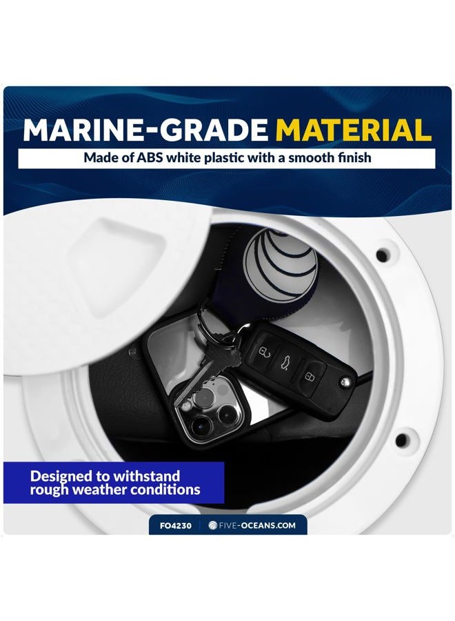 Five Oceans 4" Boat Hatch, Marine Access Hatch, Round Inspection Deck Plate Hatch with Detachable Cover, Non-Skid, UV Resistant ABS White Plastic, Premium Series- FO4230 - Image 3