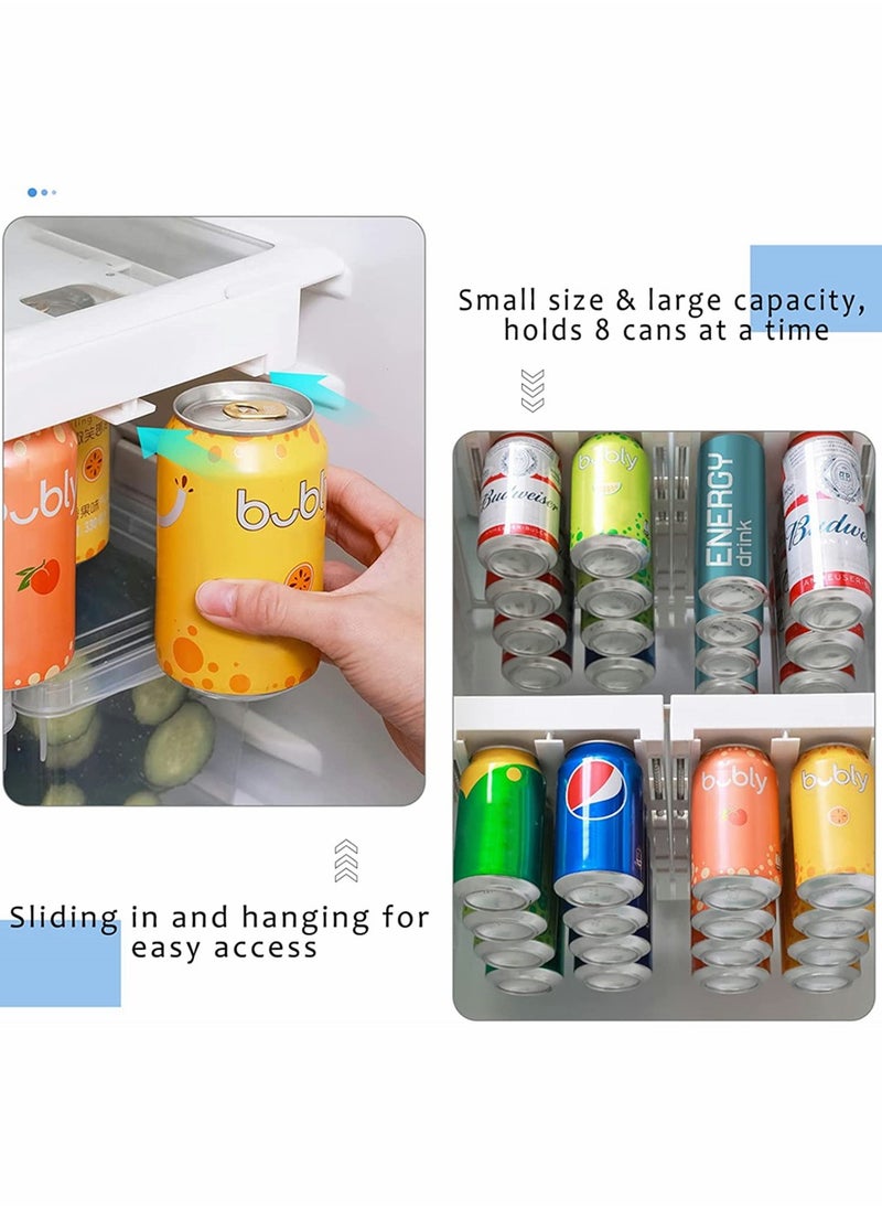 KASTWAVE 2 Pcs Hanging Soda Organizer, Hanging Can Dispenser for Soda Seltzer for Refrigerator More 50% Space Save Fridge Organizer, Soda Fridge Storage, 8 Standard Cans Pop Soda Can Beverage Holder Storage  - Image 2