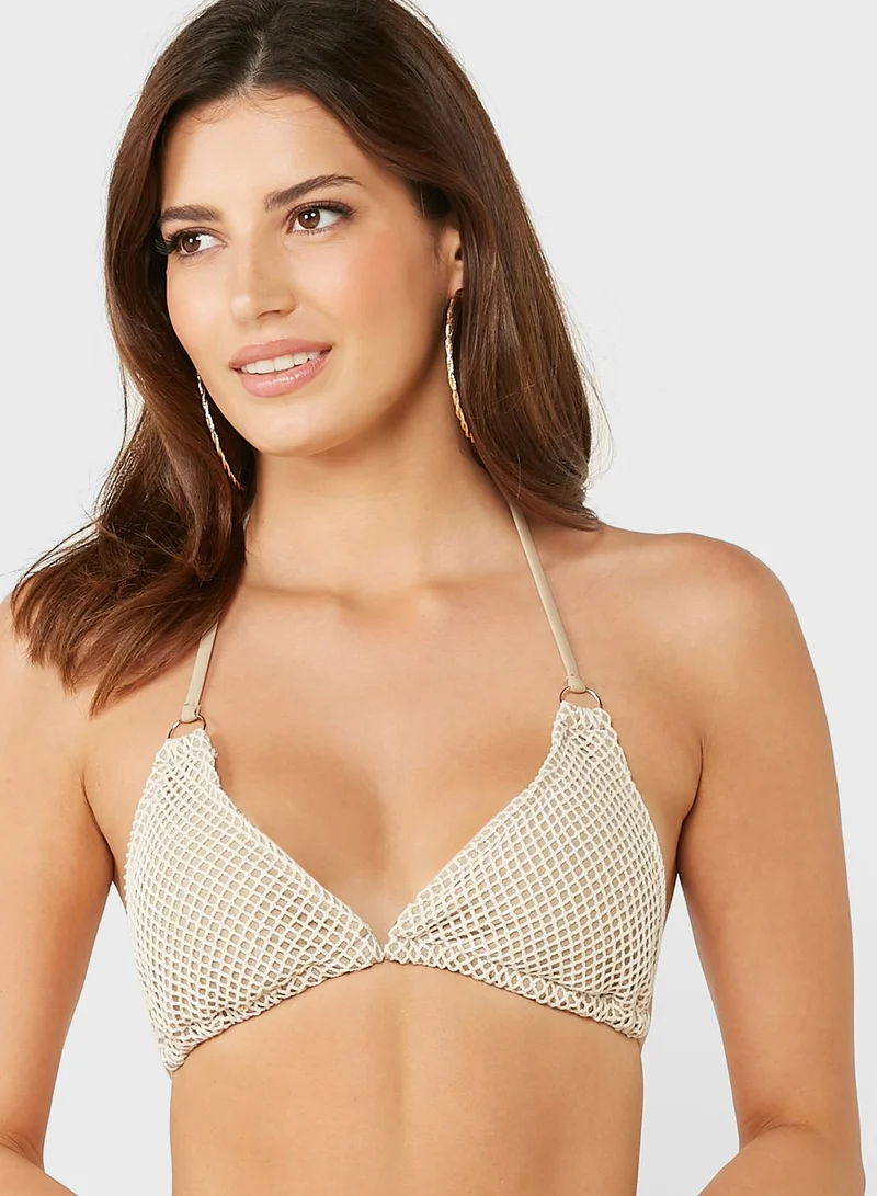 Coconut Cove Mesh Detail Halter Neck Bikini