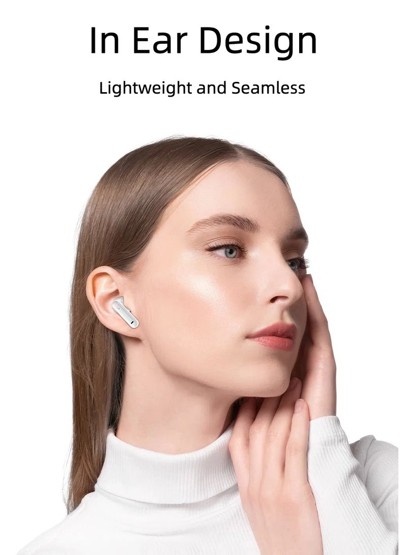 Recci True Wireless Earbuds with Strong Active Noise Cancelling, 38dB ANC and Dual-Mic ENC Bluetooth Headphones, Powerful bass, 44H Playtime, Bluetooth 5.3, Intelligent Touch Control, Sport Earbuds for iPhone, Android, White - Image 2