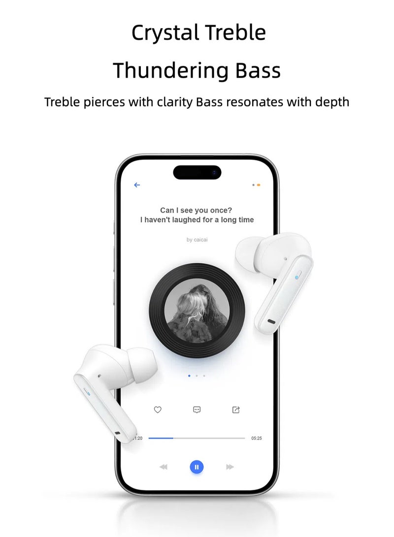 Recci True Wireless Earbuds with Strong Active Noise Cancelling, 38dB ANC and Dual-Mic ENC Bluetooth Headphones, Powerful bass, 44H Playtime, Bluetooth 5.3, Intelligent Touch Control, Sport Earbuds for iPhone, Android, White - Image 4