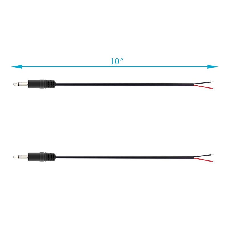 (2 Pack) Replacement 2.5mm Male Plug to Bare Wire Open End TS 2 Pole Mono 2.5mm Plug Jack Connector Audio Cable Repair - Image 4