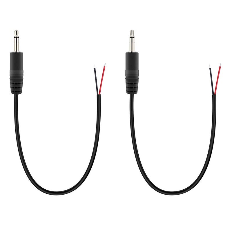 (2 Pack) Replacement 2.5mm Male Plug to Bare Wire Open End TS 2 Pole Mono 2.5mm Plug Jack Connector Audio Cable Repair - Image 1