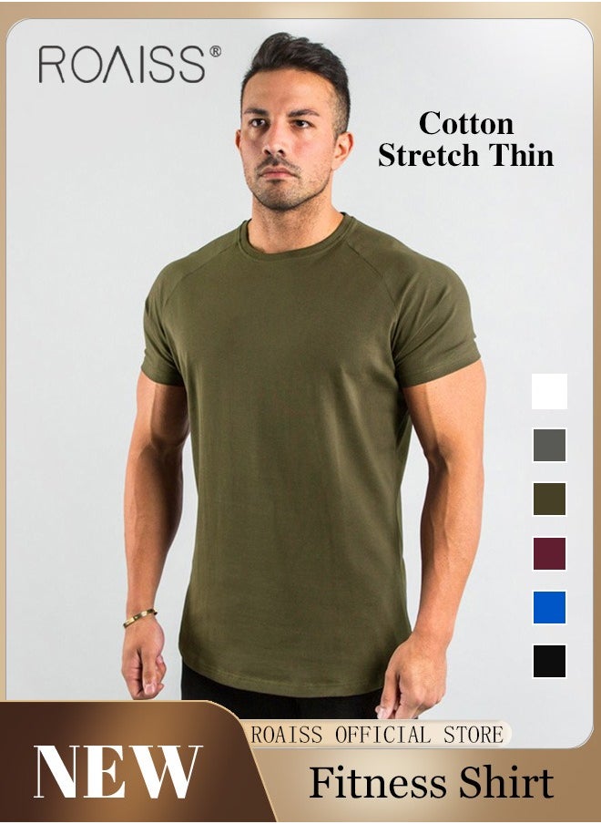 Summer Fitness Short Sleeved T Shirt for Men Casual Breathable Cotton Top Quick Drying Slim Fit Tees - pzsku/Z48222C348FDE73F79C3CZ/45/_/1709690454/c5f06508-37fe-48d9-9829-f5930b9f4ede