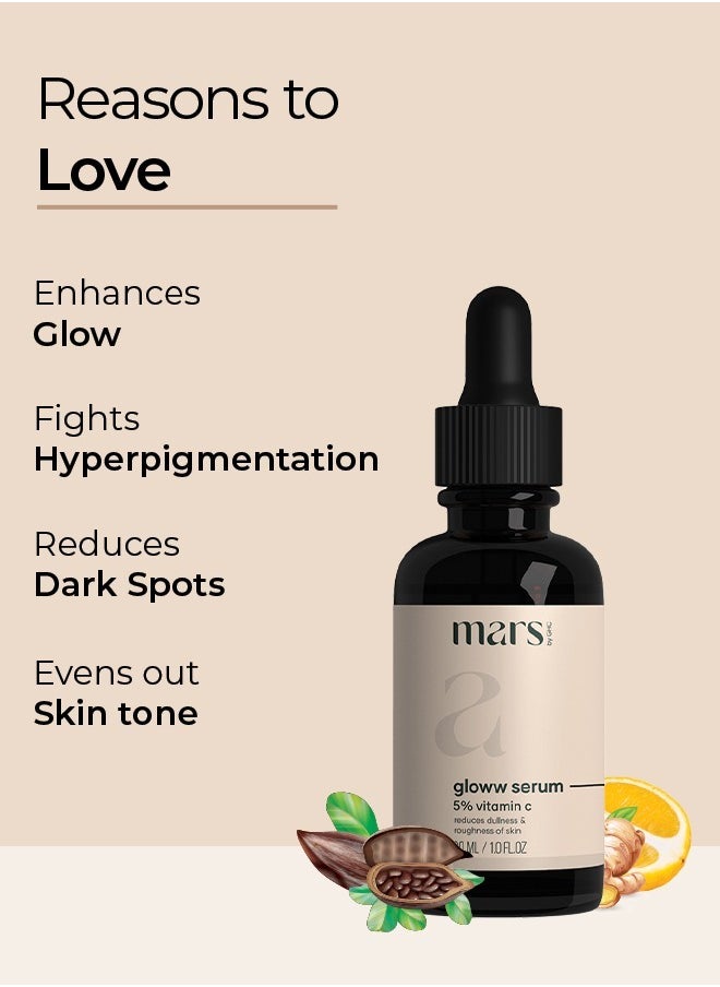 30ml Vitamin C Face Serum with Niacinamide, Cocoa Butter, and Turmeric for Glowing and Brightening | Targets Hyperpigmentation, Rough & Dull Skin