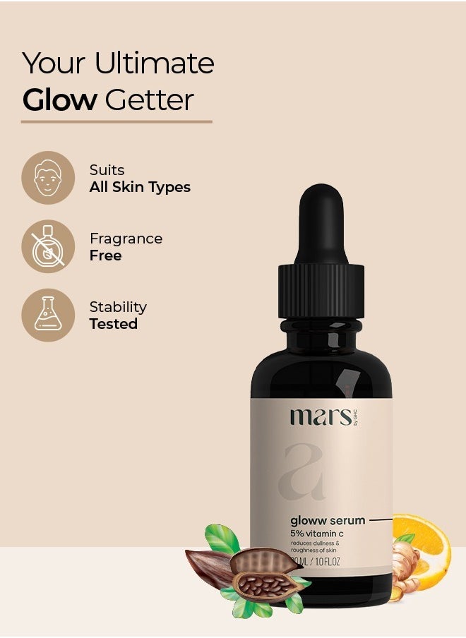 30ml Vitamin C Face Serum with Niacinamide, Cocoa Butter, and Turmeric for Glowing and Brightening | Targets Hyperpigmentation, Rough & Dull Skin