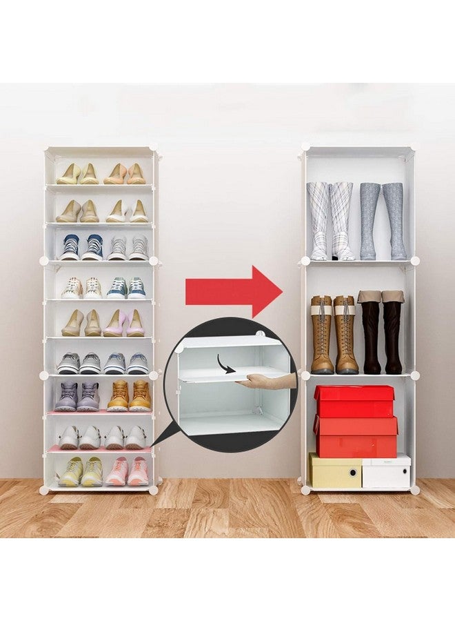 Zemic Zemic DIY Portable Shoe Rack for Home Plastic Shelves Household, Shelf Shoe Rack with Dustproof Door for Heels/Slippers/Boots for Entryway or Bedroom (White, 12-Shelf-6-Door)  - Image 3