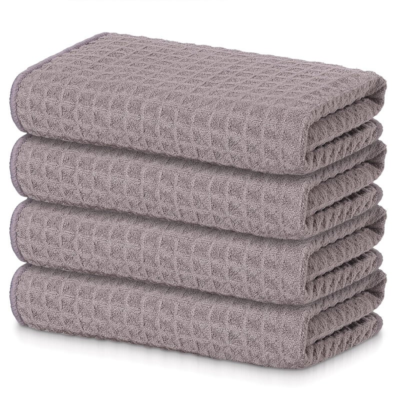 Homaxy Premium Microfiber Waffle Weave Kitchen Towels 16 x 28 Inch Ultra Absorbent and Solid Color Dish Towels 4 Pack Coffce
