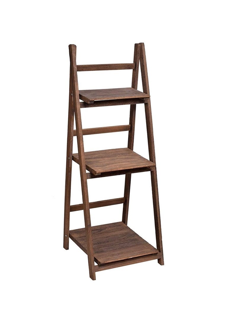 Wooden Flower Stand Foldable Plant Shelf Flower Pot Display Rack Ladder Design Flower Vase Shelves Multifunctional Wood Rack Towel Holder Storage Organizer - Image 3