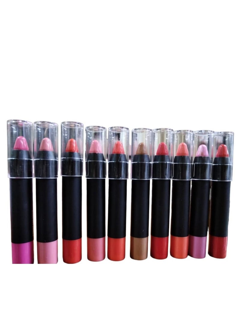 Generic Lip Stick 10 Colors Set for Girls With Lip Balm And Protection From Cracks  - Image 1