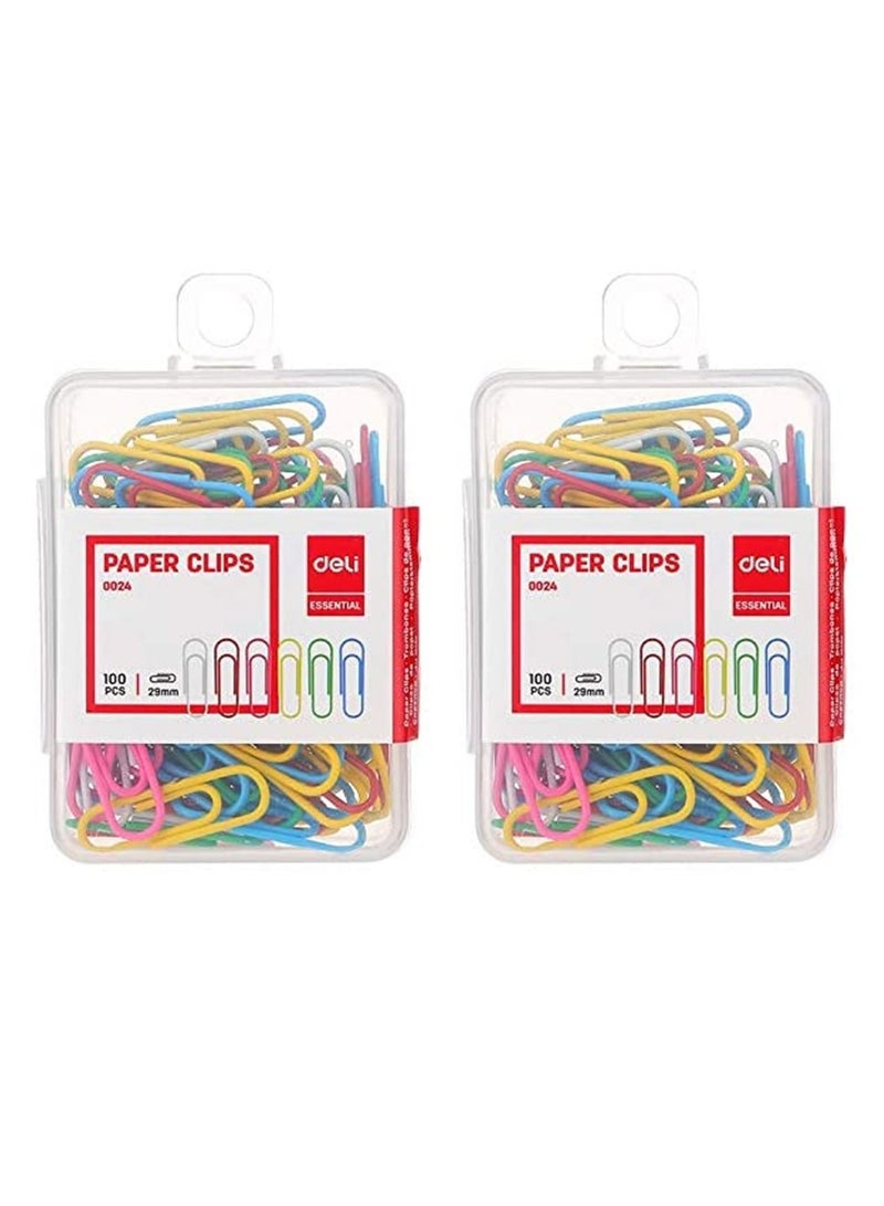 Deli 2-Pack Paper Clip Set Multicolour - Image 1
