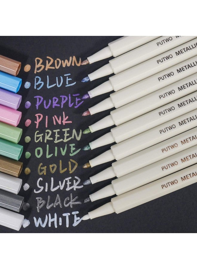 PuTwo Set of 10 Marker pens Coloured Pencils DIY for Photo Scrapbook Album use, Multicolor, 10 Count - Image 1