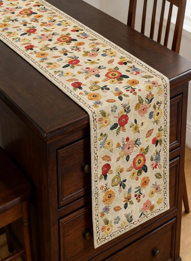 OYIMUA Vintage Floral Summer Table Runner 72 Inches Long Colorful Flower Runners for Tables Rustic Spring Decorations for Home Indoor Outdoor Party Decor - Image 5