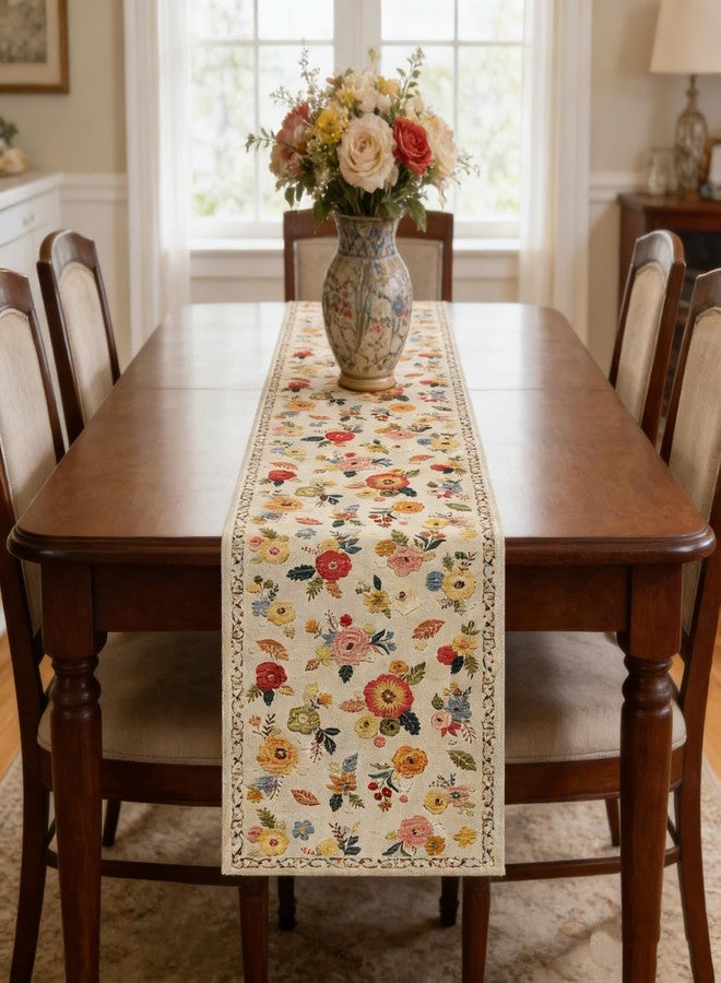 OYIMUA Vintage Floral Summer Table Runner 72 Inches Long Colorful Flower Runners for Tables Rustic Spring Decorations for Home Indoor Outdoor Party Decor - Image 2