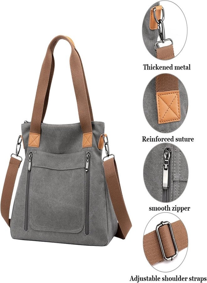 كون حقيبة تسوق قماشية من Kawn® للنساء، حقيبة كتف أنيقة ذات سعة كبيرة مع جيوب متعددة، حقائب يد بحزام قابل للفصل، حقائب هوبو للنساء للعمل والجامعة والسفر (بني) - Image 5