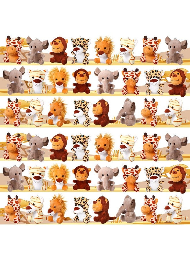 Leitee 30 Pieces Mini Stuffed Safari Animals Small Plush Jungle Animals Toys 4.8 Inch Cute Plush Lion Tiger Elephant Giraffe Leopard Monkey For Baby Shower Safari Jungle Themed Party Student Award - Image 1