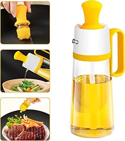 WROPZO Glass Olive Oil Dispenser Bottle with Silicone Brush 2 in 1 Oil and Vinegar Dispenser SetVinegar Soy Sauce DispenserSilicone Dropper Measuring Oil Dispenser Bottle 300 ML - Image 1