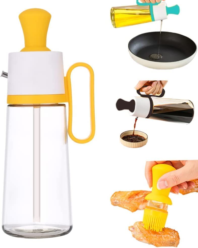 WROPZO Glass Olive Oil Dispenser Bottle with Silicone Brush 2 in 1 Oil and Vinegar Dispenser SetVinegar Soy Sauce DispenserSilicone Dropper Measuring Oil Dispenser Bottle 300 ML - Image 2