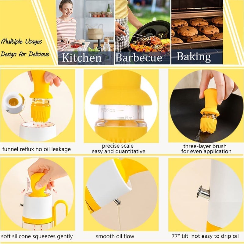 WROPZO Glass Olive Oil Dispenser Bottle with Silicone Brush 2 in 1 Oil and Vinegar Dispenser SetVinegar Soy Sauce DispenserSilicone Dropper Measuring Oil Dispenser Bottle 300 ML - Image 4
