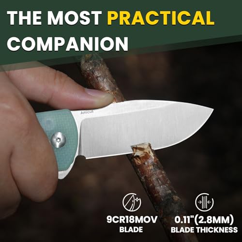 Kizer Amicus EDC Knife, 2.95 Inches Satin 9Cr18MoV Steel Blade Knife, G10 Handle Pocket Knife with Reversible Deep Carry Clip L3002A2, Natural - Image 2