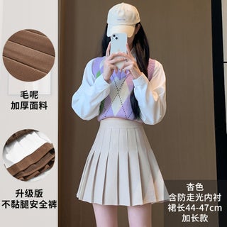 Pleated Skirt Womens Autumn and Winter New Thickened Woolen Short Skirt High Waist Korean Style A- line Slim Fit Slimming plus size Skirt Apricot color wool [lengthened 7cm]] - pzsku/Z48228D4E25B52EF776D1Z/45/1746230122/8b5804ce-f4dc-4154-b84f-1baf176a72f6