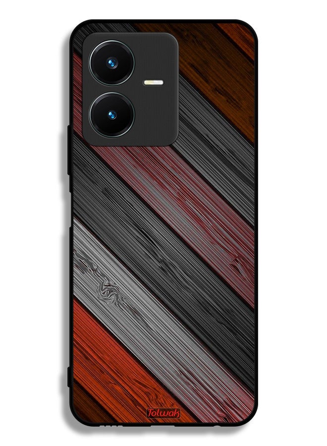 Tolwak Vivo Y22s Protective Case Cover Colored Wooden Pattern - Image 1