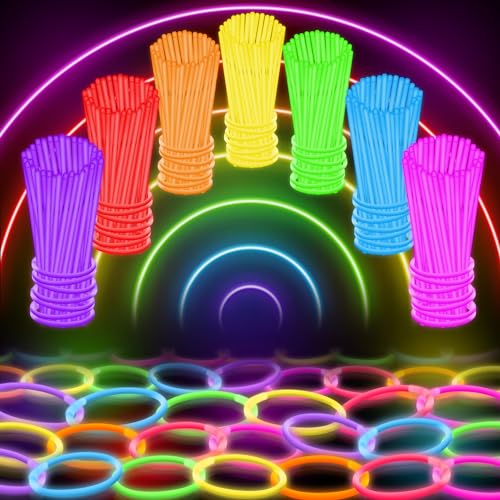 Glow Mind 100 Ultra Bright Glow Sticks Bulk Party Pack - Halloween Glow in the Dark Party Supplies Pack - 8" Glowsticks Party Favors with Bracelets and Necklaces - Image 1
