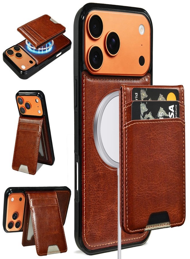 AOFEGRLT for iPhone 17 Wallet Case with Card Holder. Brown - Image 1