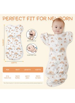 Snowie Soft ® Baby Swaddles For Newborns, 100% Cotton Baby Swaddle Wrap For Newborns Arms Up Baby Sleeping Blanket Zipping Baby Sleeping Bag Newborn Sleep Sacks For Startle Reflex For Baby 0-6 Months  - Image 2